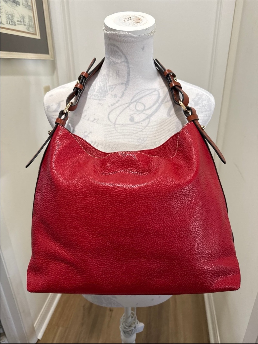 Dooney & Bourke Red Leather Tote and Brown Dooney wallet - Picture 7 of 10